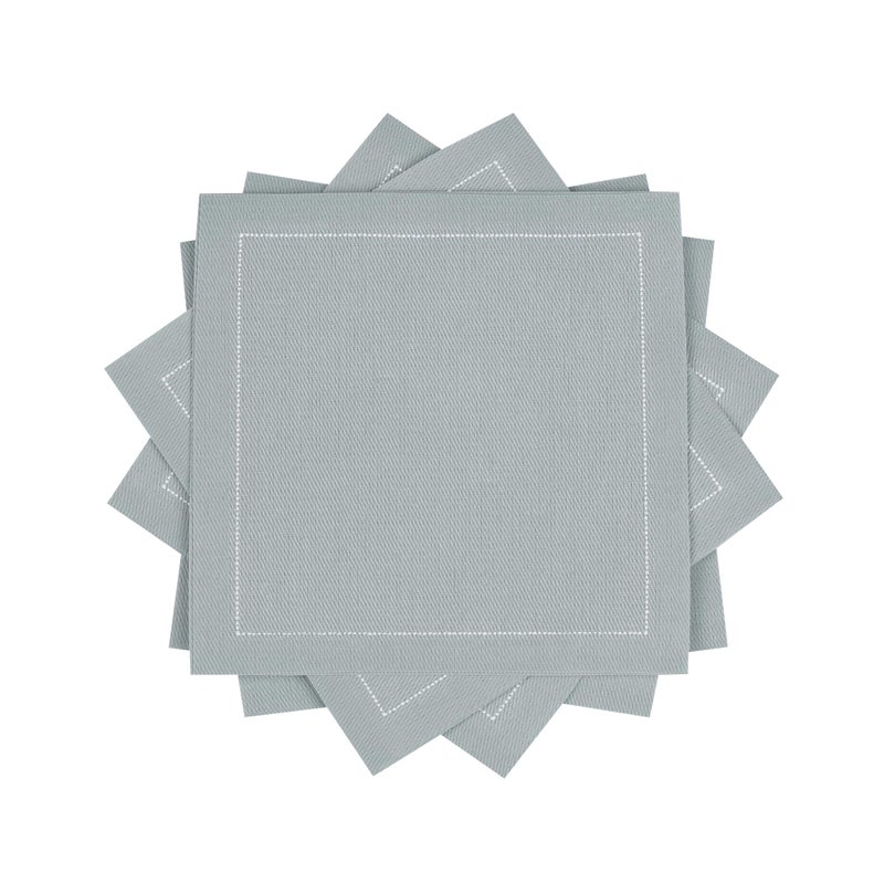 Five Star Napkins Cotton Cocktail Napkins, Beverage Napkin, Bar Napkin, Party Napkins, Small Napkins, Napkins for Events, Holidays, Weddings, Parties 4.5" x 4.5" - Single Use (50 x) Pearl Grey
